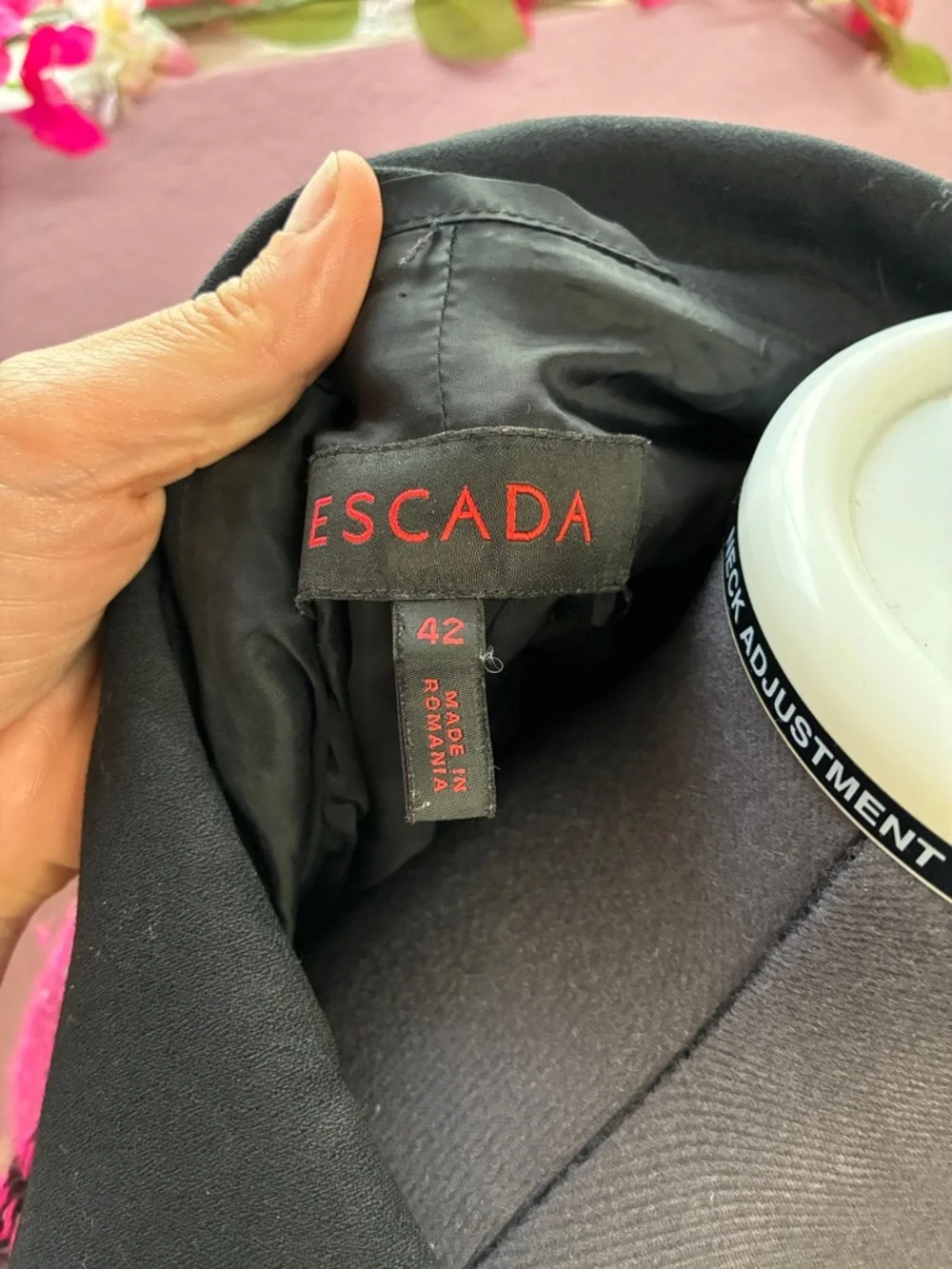Escada Pink and Black Diagonal‎ Wool blazer- size 42